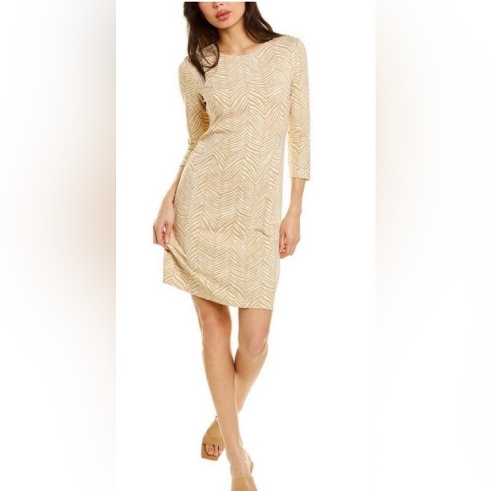 J. McLaughlin XS Signature Catalina Cloth Sophia Sheath Dress Zebra Tan EUC